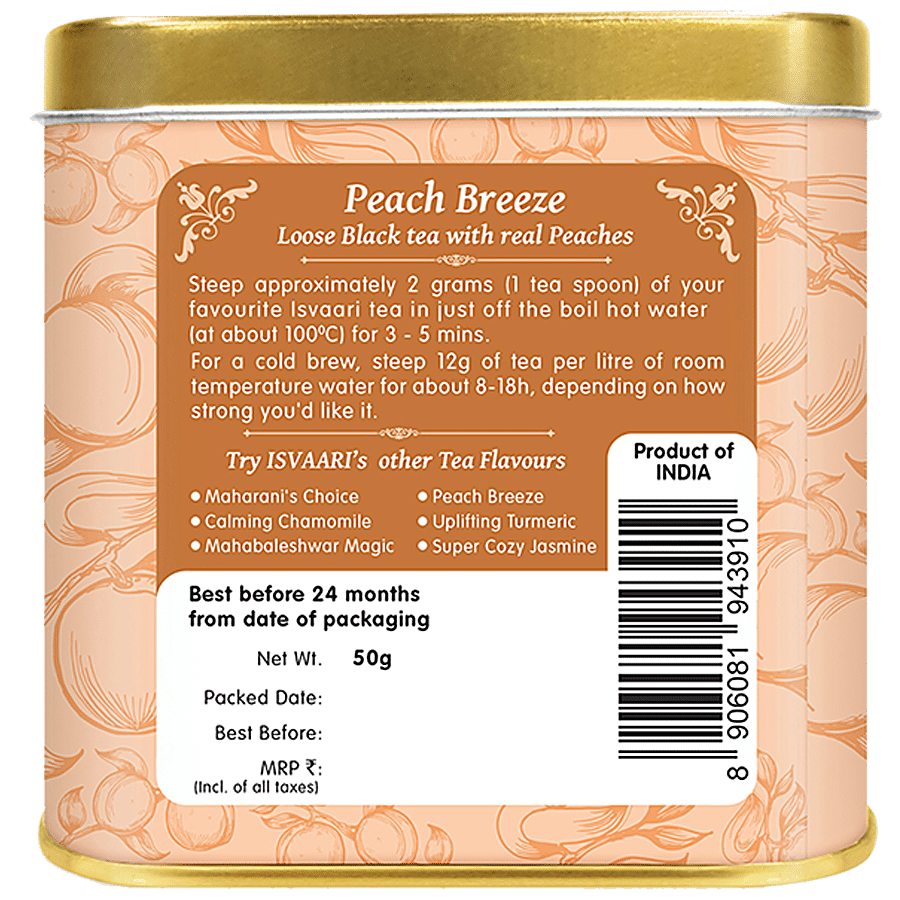 Isvaari Peach Breeze Loose Black Tea with Real Peaches