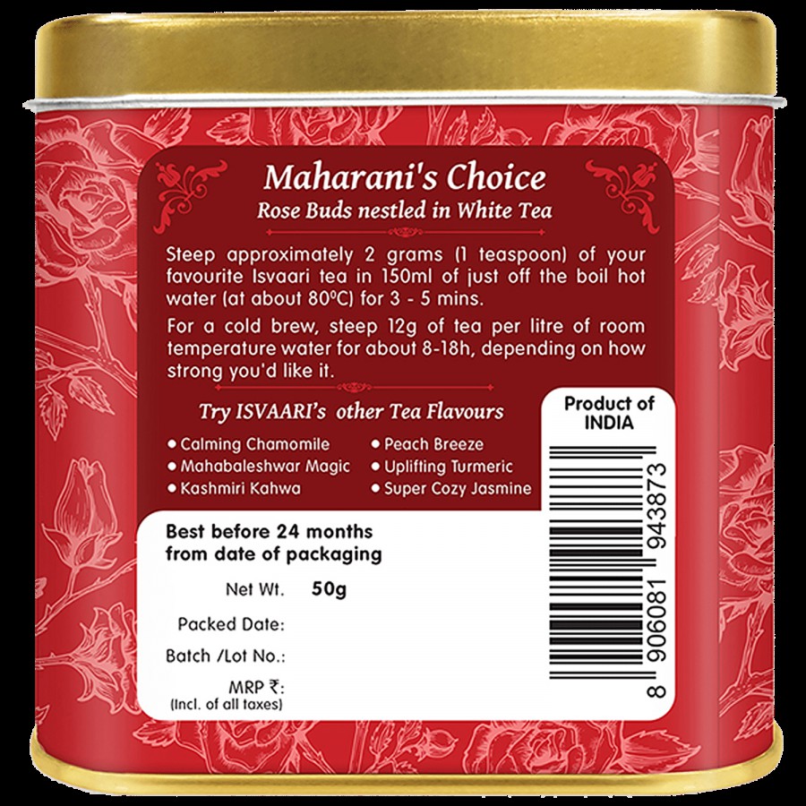 Isvaari Maharani's Choice Rose Buds Nestled White Delight Herbal Tea