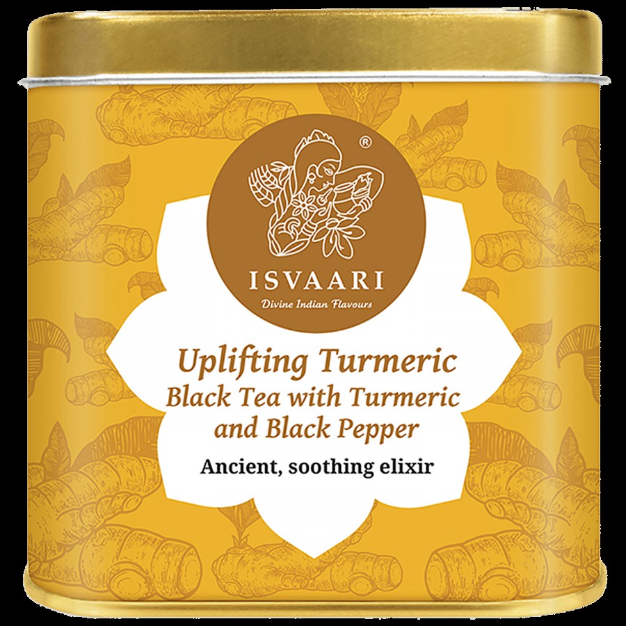 Isvaari Uplifting Herbal Turmeric Black Tea With Turmeric and Black Pepper