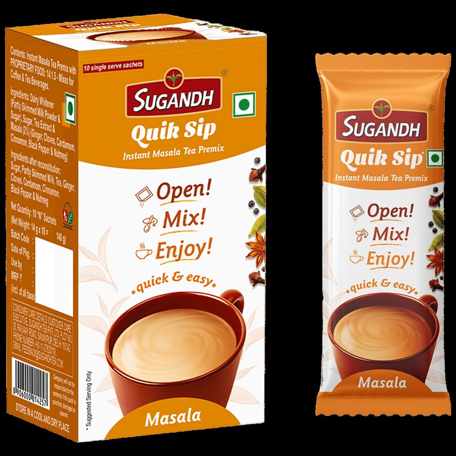 SUGANDH Quik Sip Instant Masala Tea Premix - Open Mix & Enjoy