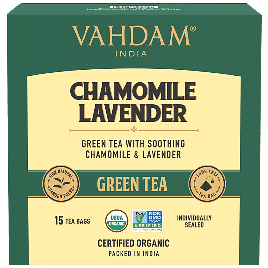 Vahdam  Chamomile Lavender Green Tea Bags - Calming Tea For Sleep