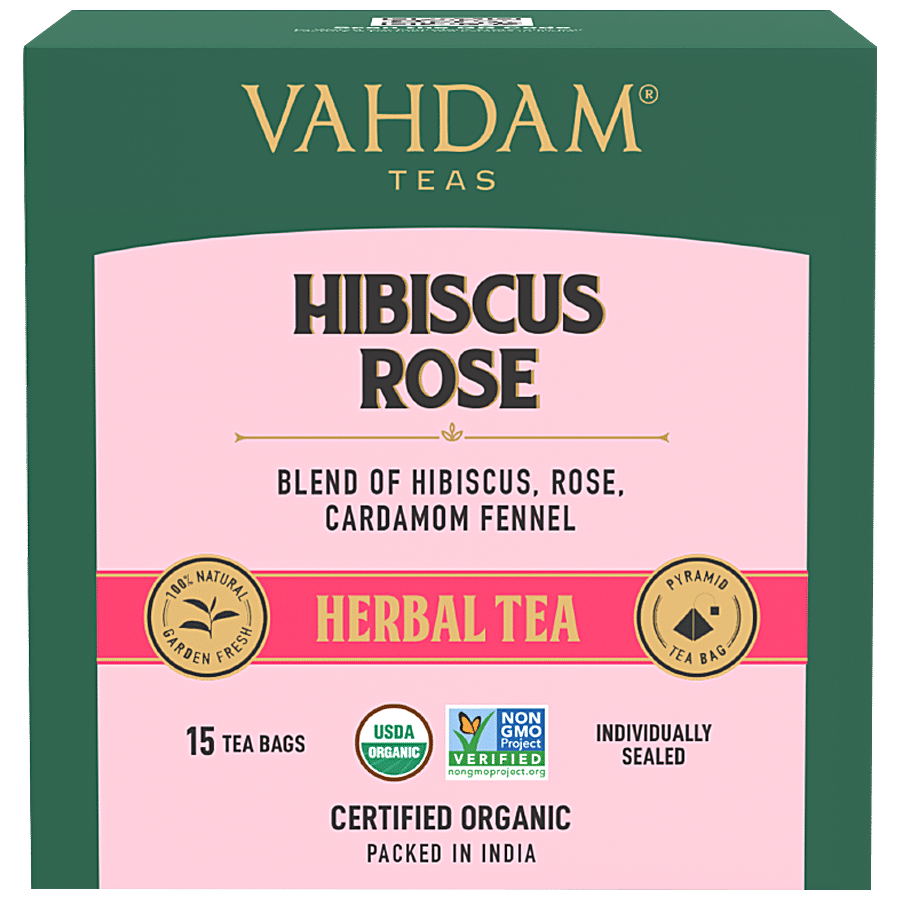 Vahdam  Organic Hibiscus Rose Herbal Tea - Nourishing