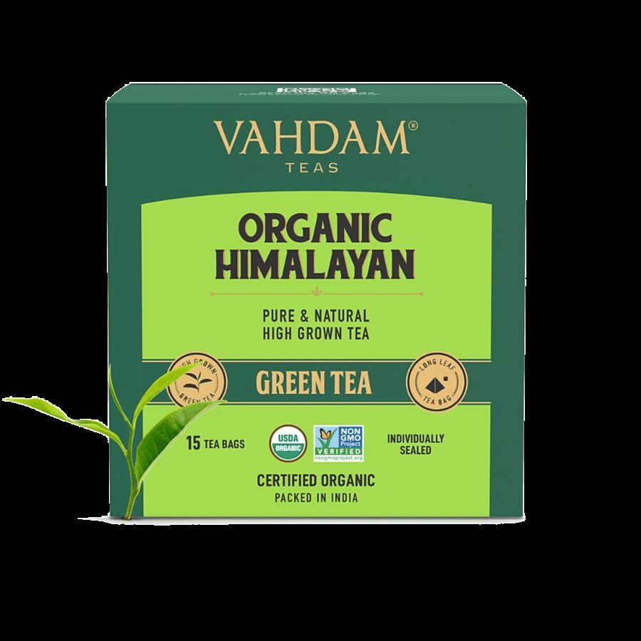 Vahdam Organic Himalayan Long Leaf Green Tea Bags - Slim Tea