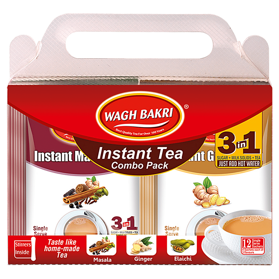 Wagh Bakri Instant Premix Tea - 3 In 1 Combo Pack