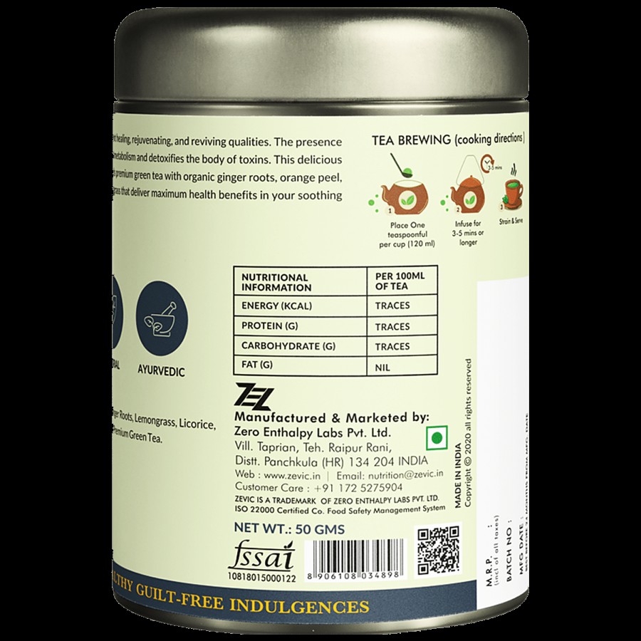 Zevic Turmeric Herbal Green Tea - With Turmeric