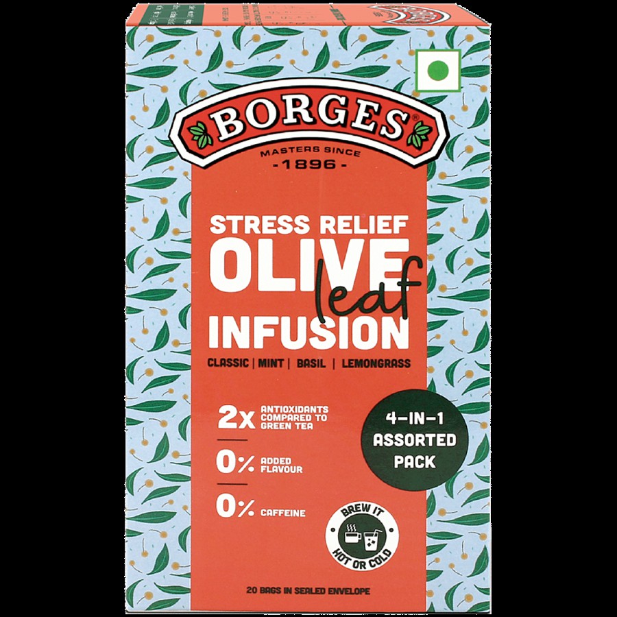 BORGES Stress Relief Olive Leaf Infusion - 4-In-1 Assorted Pack