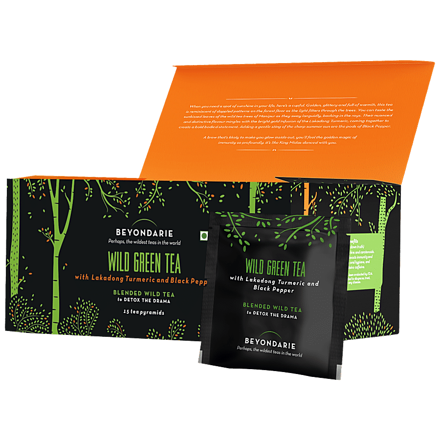 Beyondarie Wild Green Tea With Lakadong Turmeric & Black Pepper - Antioxidant-Rich