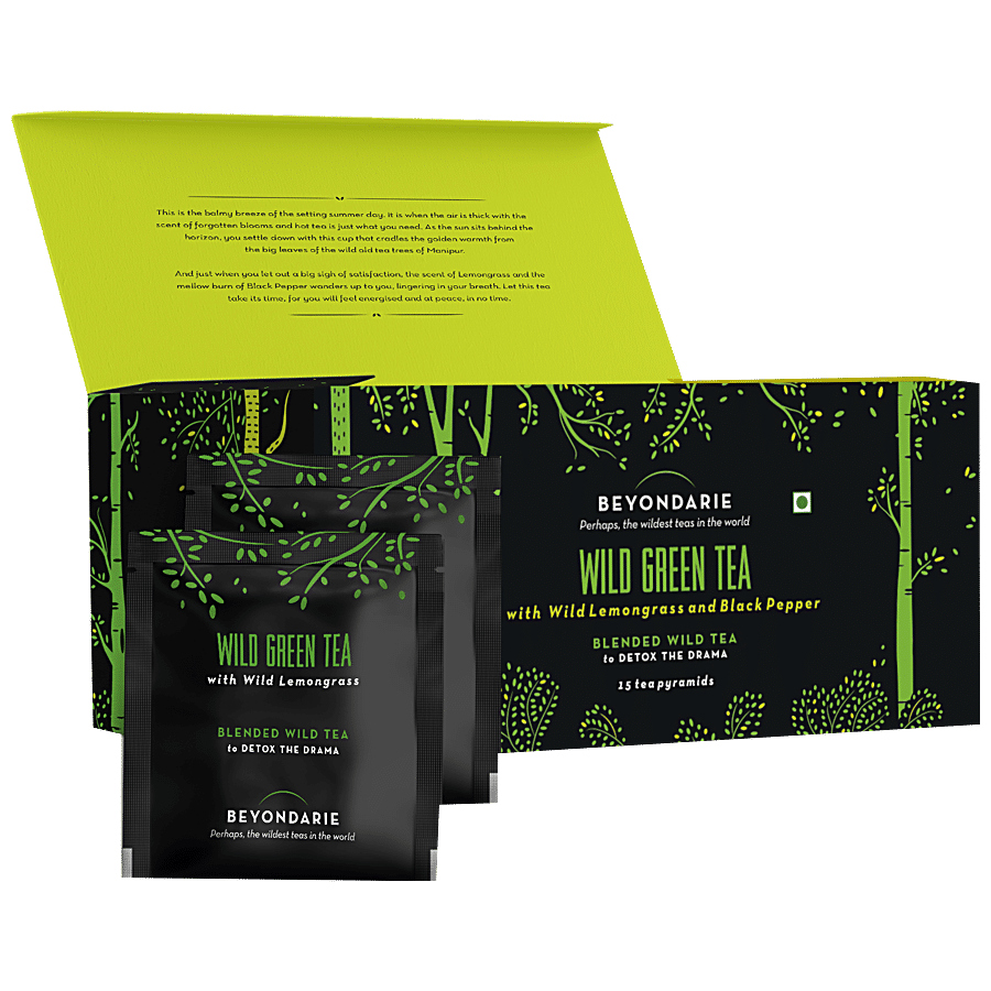 Beyondarie Wild Green Tea With Lemongrass & Black Pepper - Helps To Detox