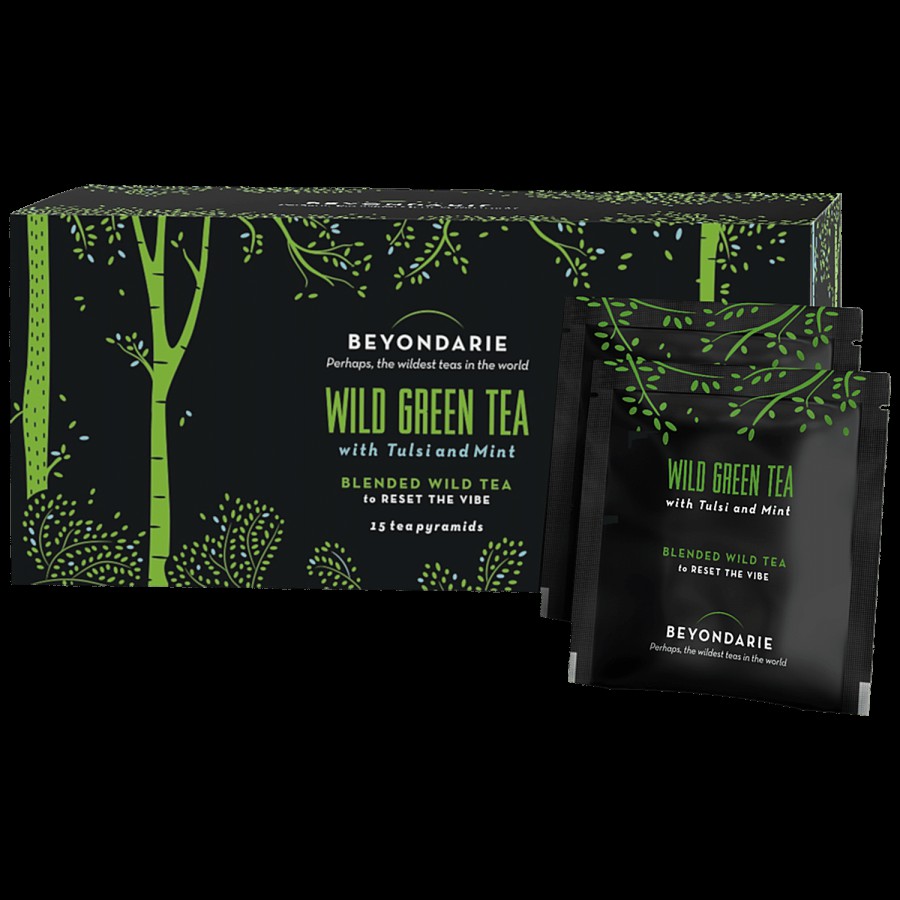 Beyondarie Wild Green Tea With Tulsi & Mint - Helps In De-Stressing