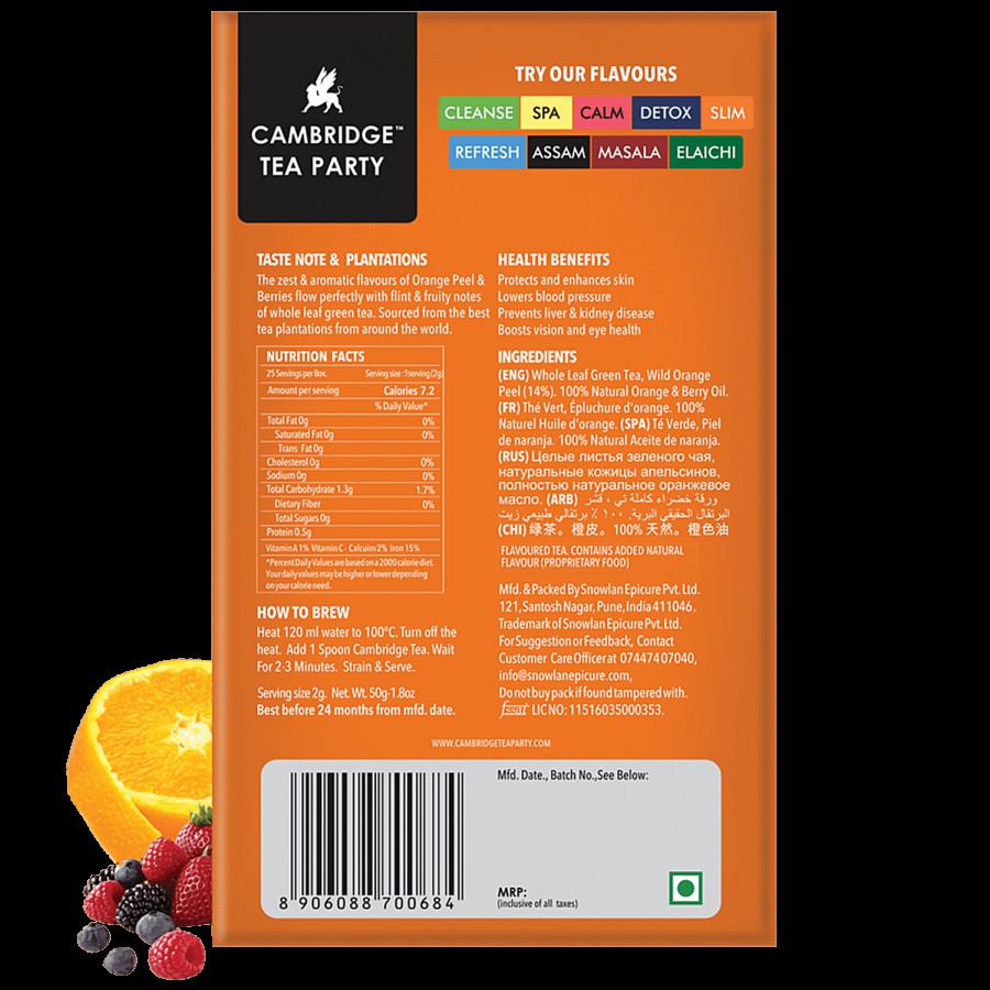 Cambridge Tea Party Slim - Orange Berries Green Tea