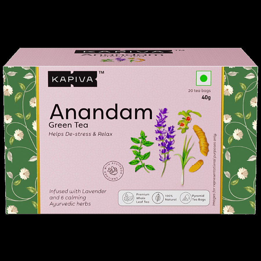 Kapiva Anandam Green Tea - Helps De-stress & Relax