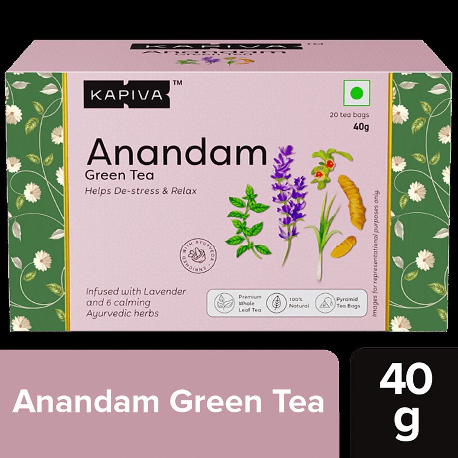 Kapiva Anandam Green Tea - Helps De-stress & Relax