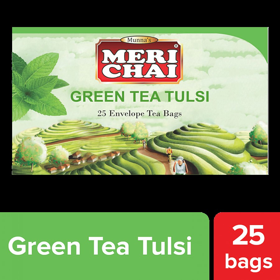 Meri Chai Green Tea Tulsi Tea - With Holy Basil