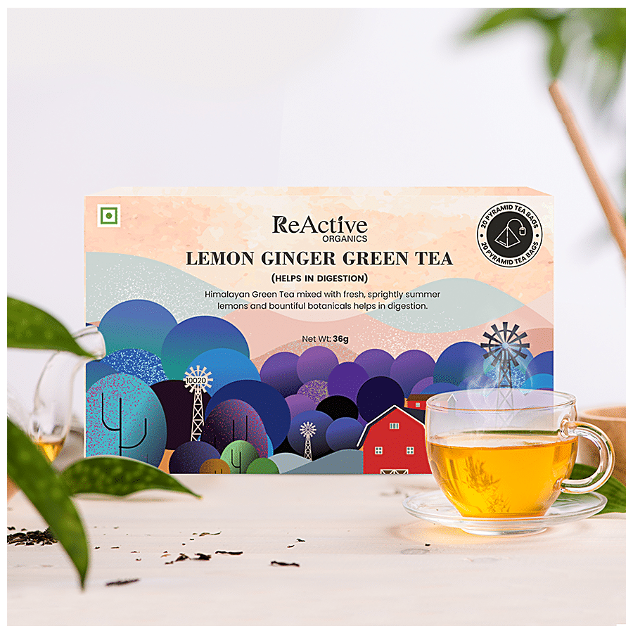 ReActive Organics Lemon Ginger Green Tea - Helps In Digestion