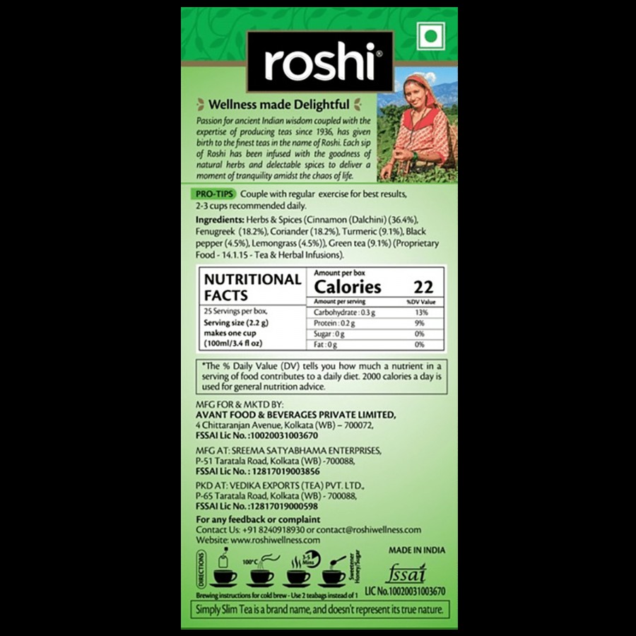 Roshi Green Tea - Simply Slim Lemongrass Cinnamon