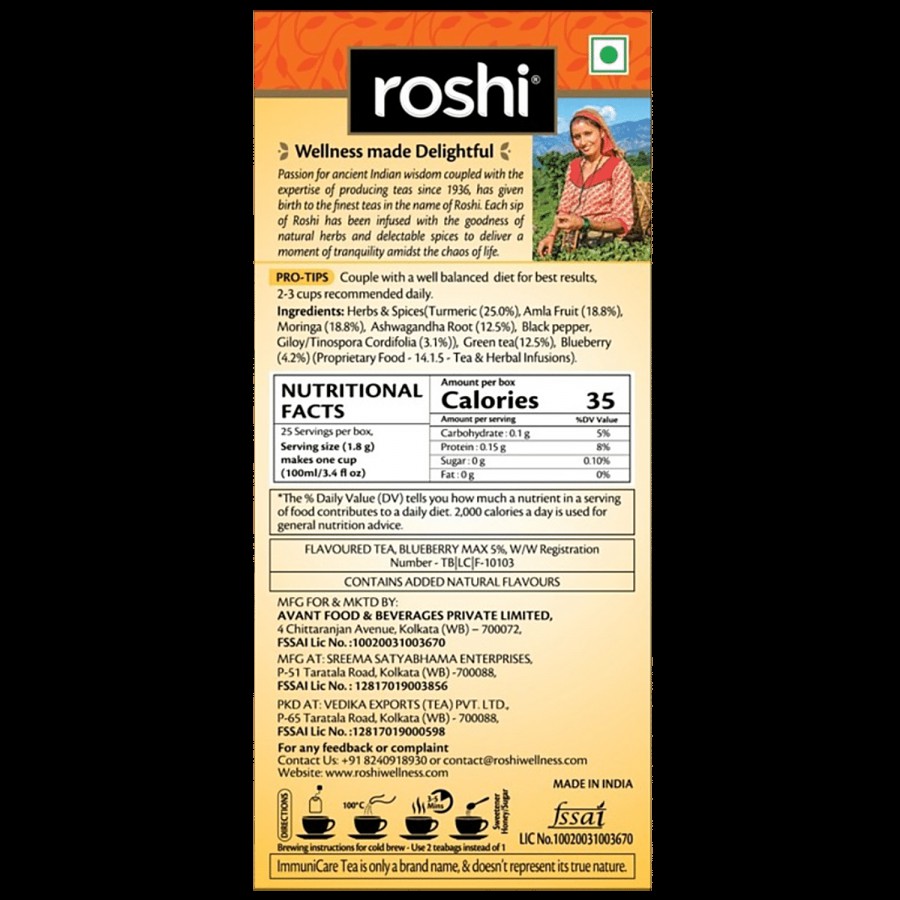 Roshi Herbal Green Tea - ImmuniCare With Turmeric