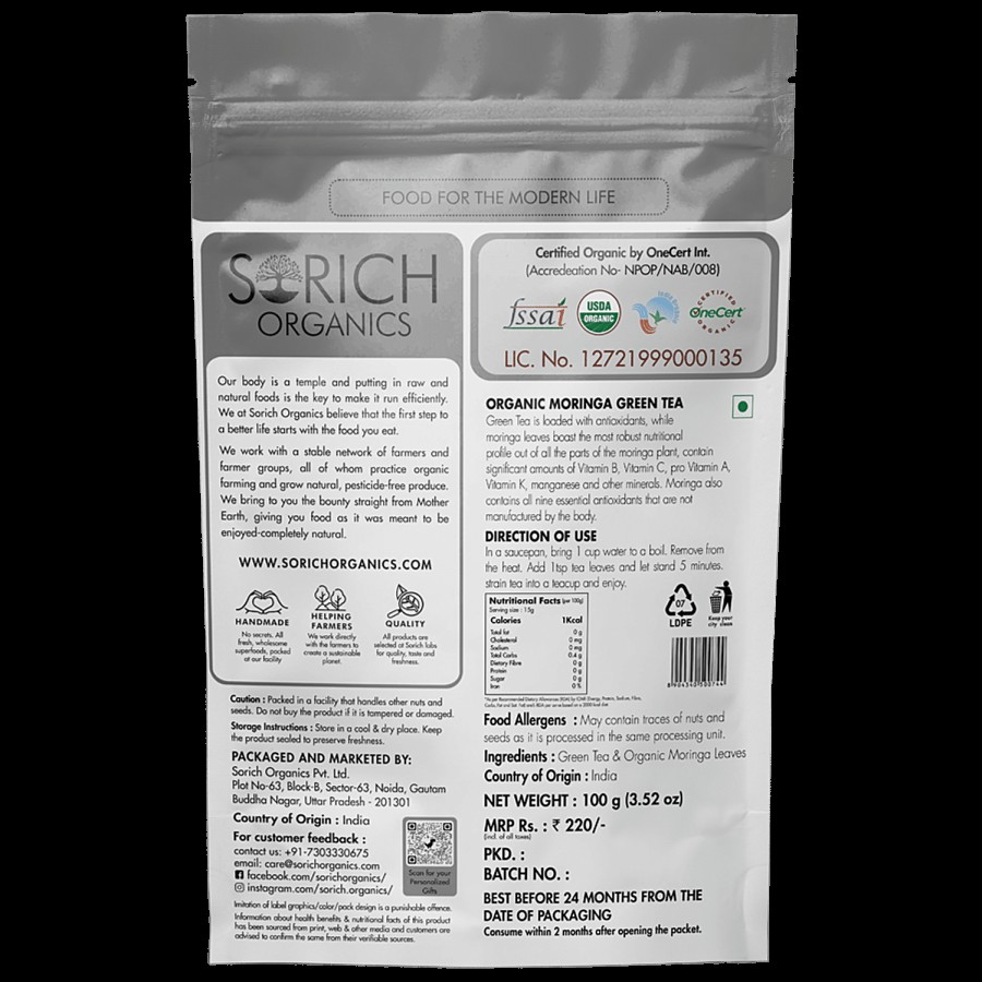 Sorich Organics Moringa Green Tea - Rich In Antioxidants