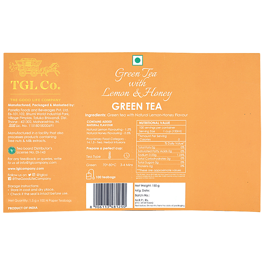 TGL Co. Lemon & Honey Green Tea Bags