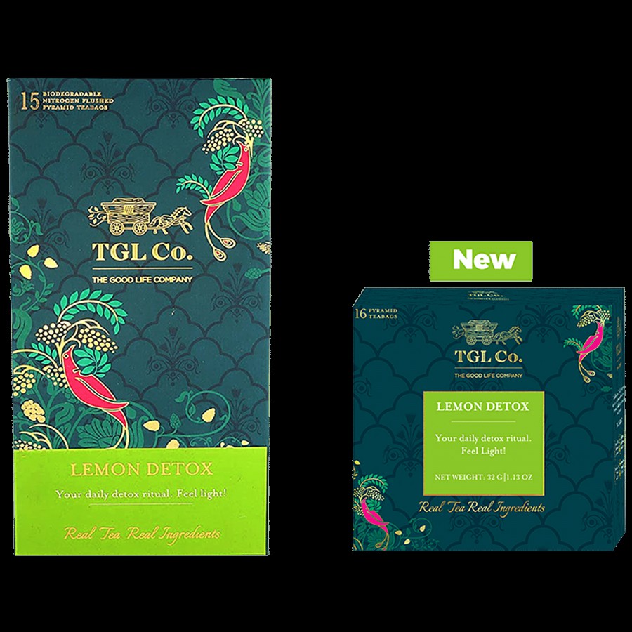 TGL Co. Lemon Detox Green Tea Bag Make Brew Iced Tea or Hot Tea