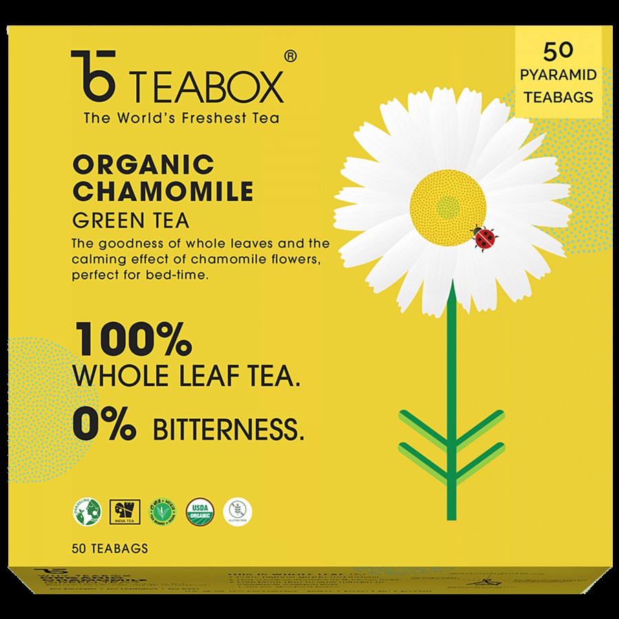 Teabox Chamomile Green Tea - Relieves Stress Relief & Supports Sleep