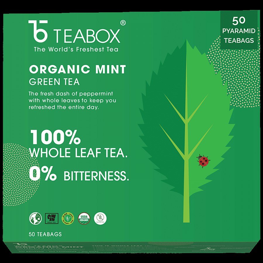 Teabox Mint Green Tea Bags - Whole Leaf & Natural Flavour Blend