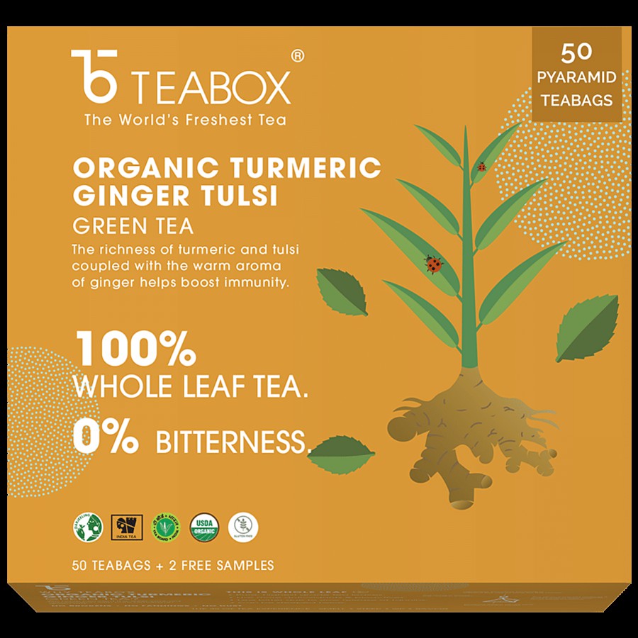 Teabox Turmeric Ginger Tulsi Green Tea - Organic