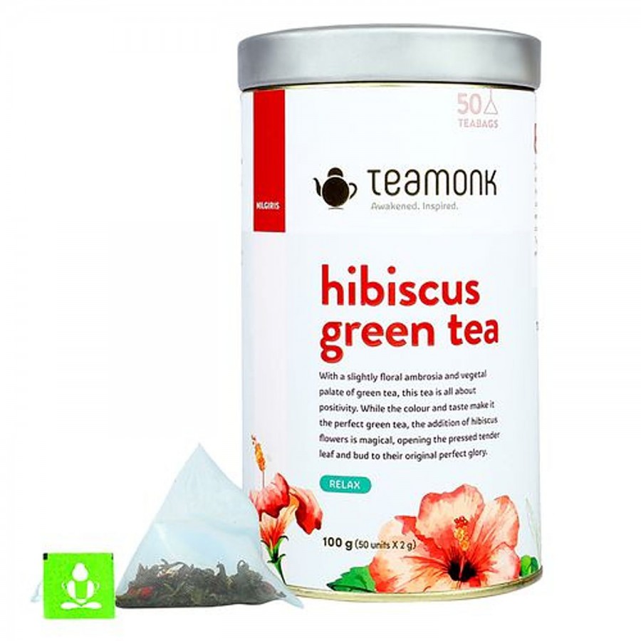 Teamonk Hibiscus Green Tea - Helps To Feel Relaxed