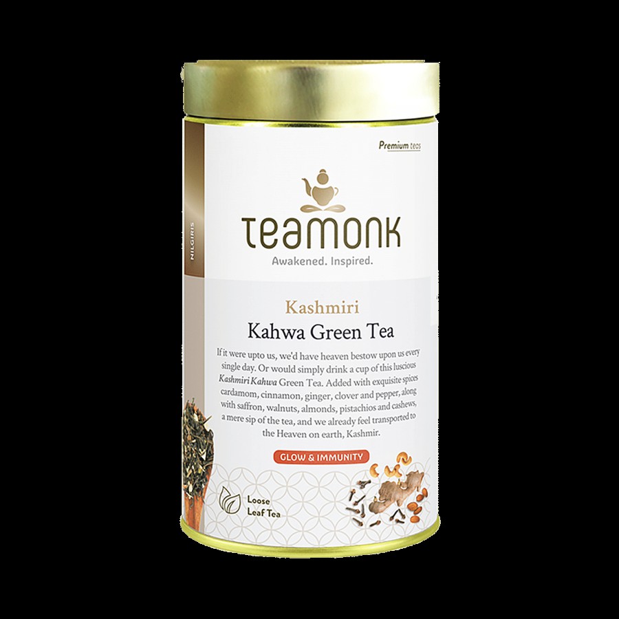 Teamonk Kashmiri Kahwa Green Tea - Provides Glowing Skin & Boosts Immunity