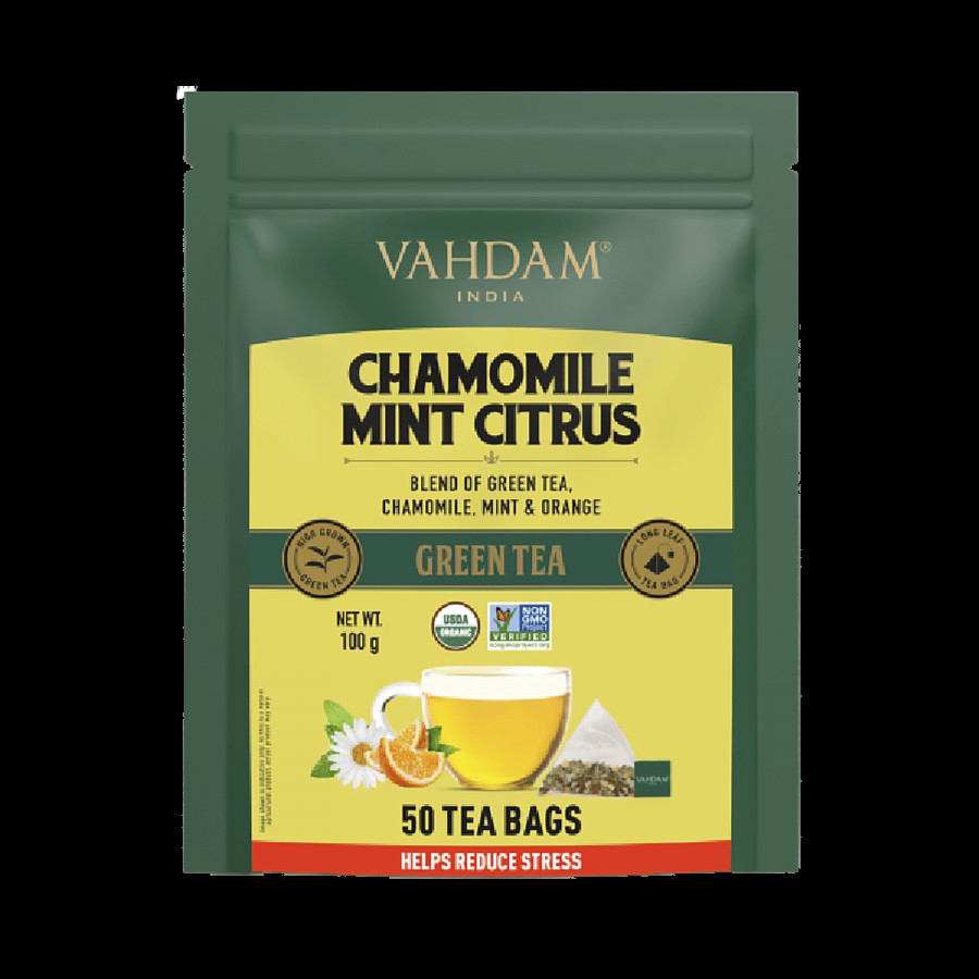 Vahdam Chamomile Mint Citrus Green Tea - Rich In Antioxidants & Helps Boost Immunity