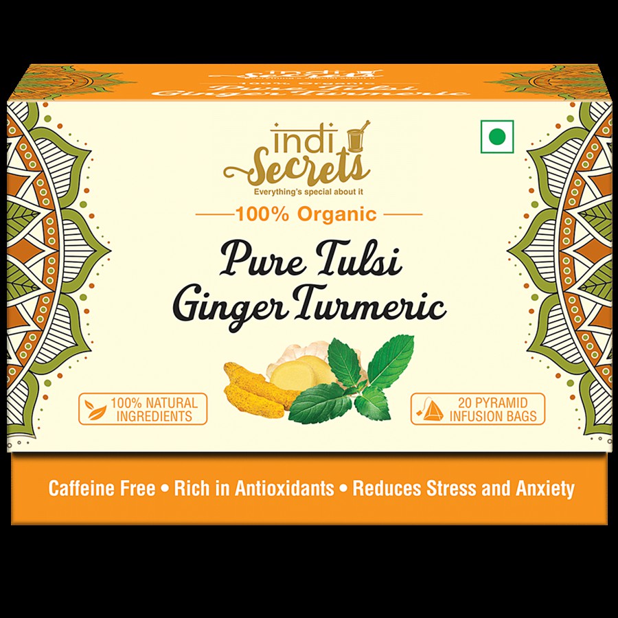 indiSecrets Organic Tea - Tulsi Ginger & Turmeric