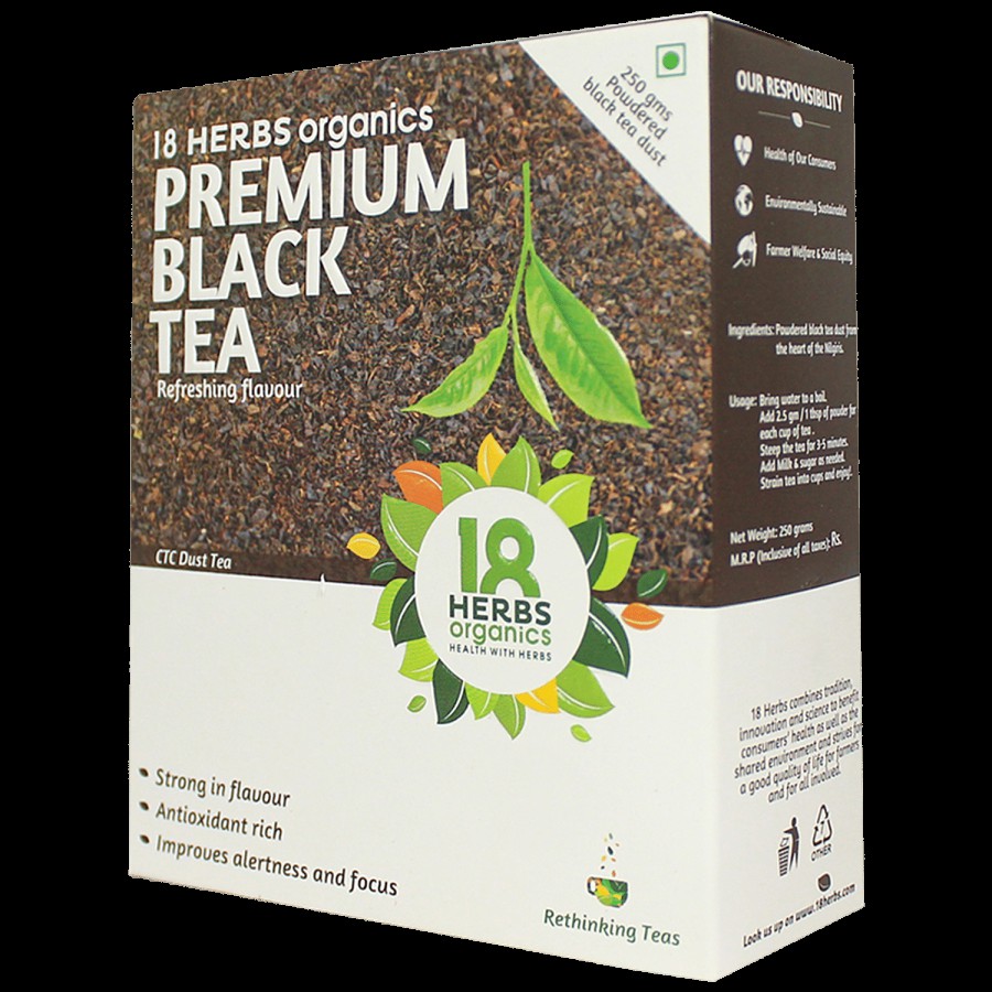 18 Herbs Organics Premium CTC Dust Black Tea - Refreshing Flavour