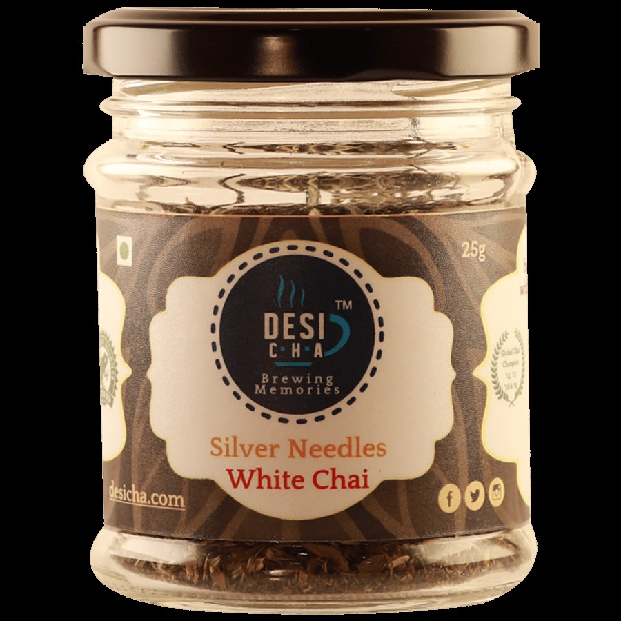 Desi Cha Silver Needles White Tea - Handpicked Chai Leaves