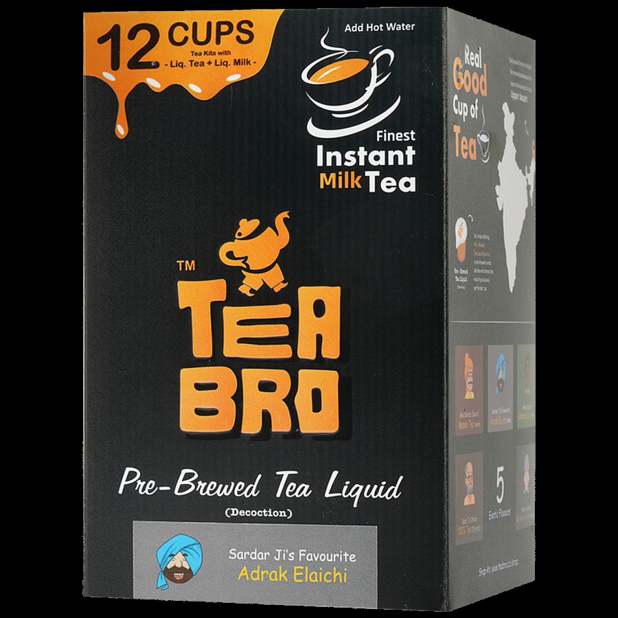 Tea Bro  Pre-brewed Tea Liquid/Decoction - Sardarji's Favourite Adrak Elaichi