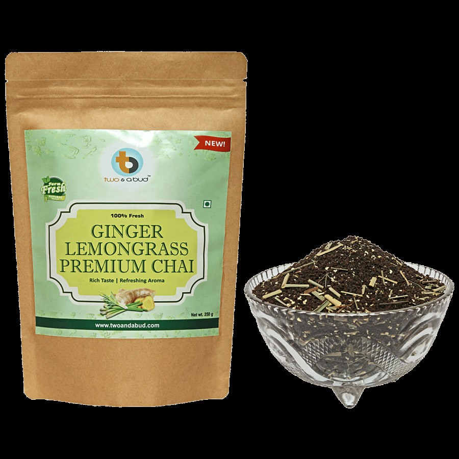 Two & A Bud Ginger Lemongrass Premium Chai - Rich Taste