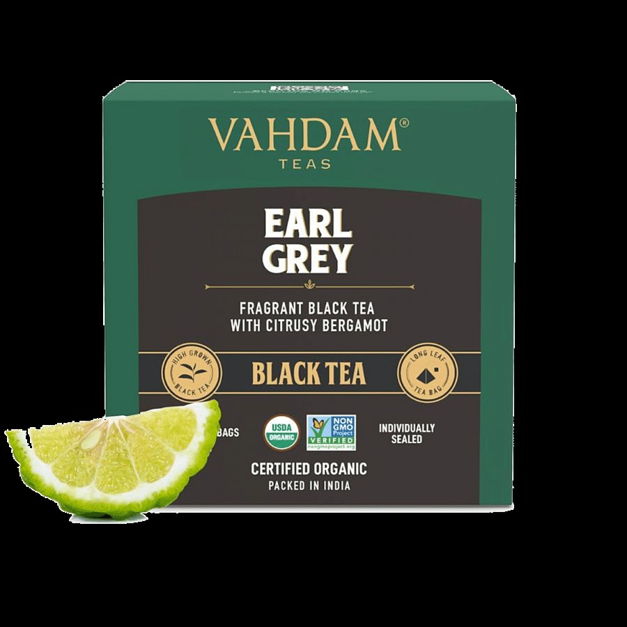 Vahdam Organic Earl Grey Long Leaf Black Tea - With Citrusy Bergamot