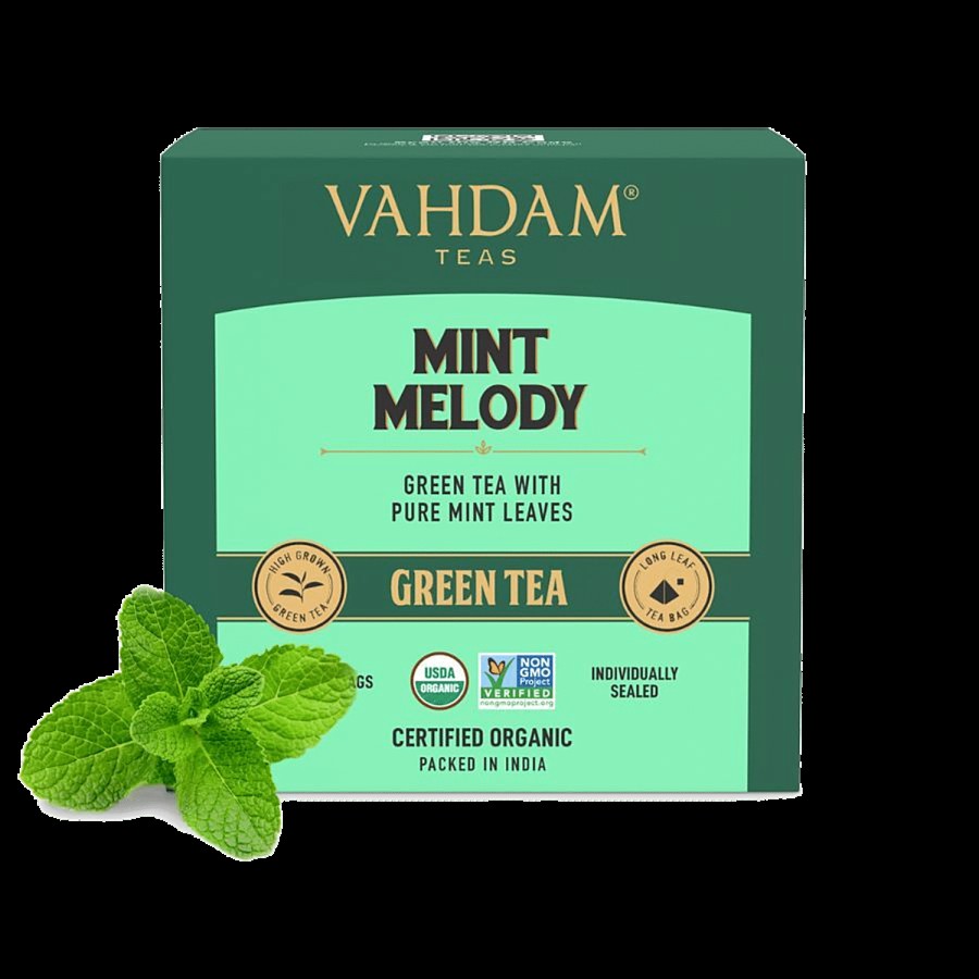 Vahdam Organic Mint Melody Long Leaf Green Tea