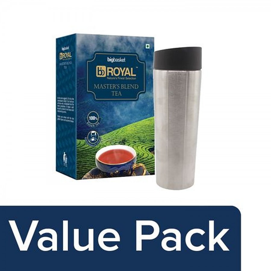 bb Combo bb Royal Tea - Masters Blend 500 gm + DP Flask - Stainless Steel 400 ml