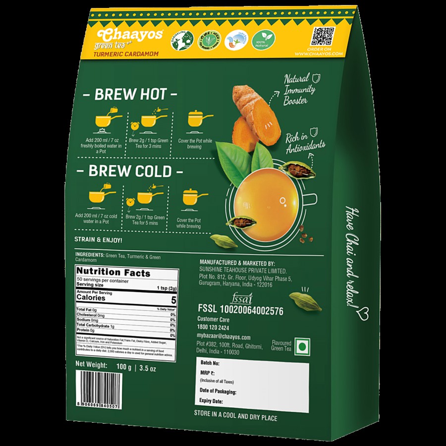 Chaayos Green Tea - Turmeric Cardamom