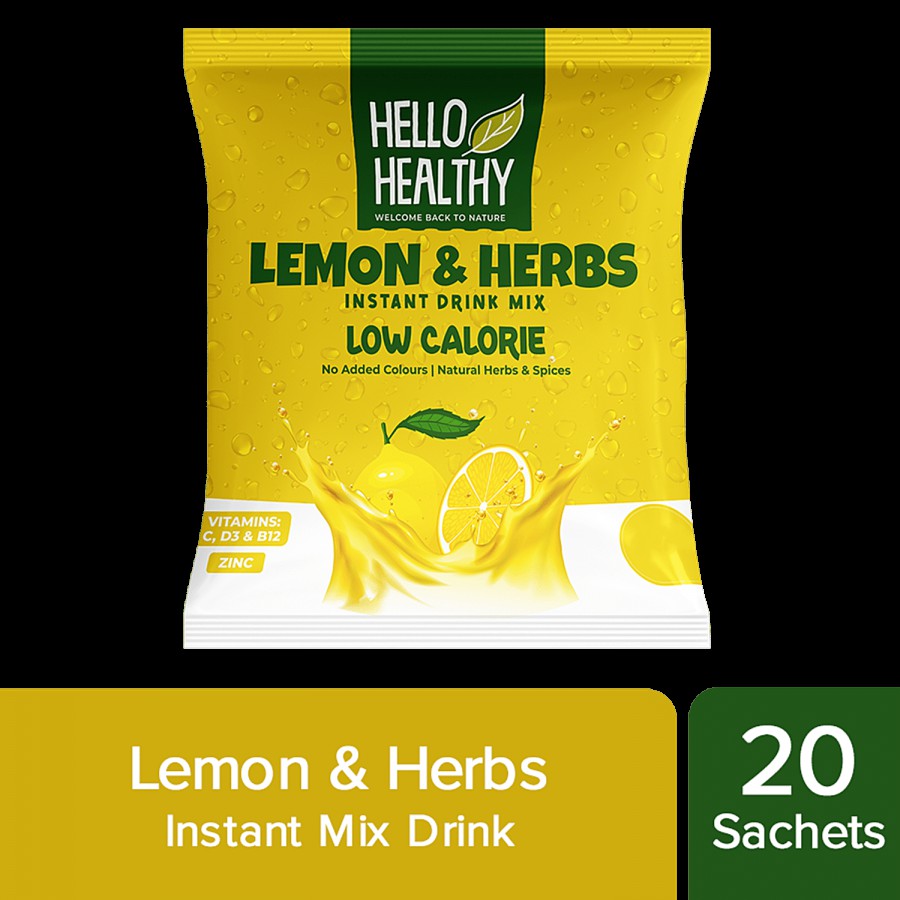 Hello Healthy Lemon & Herbs Instant Drink Mix - Low Calorie