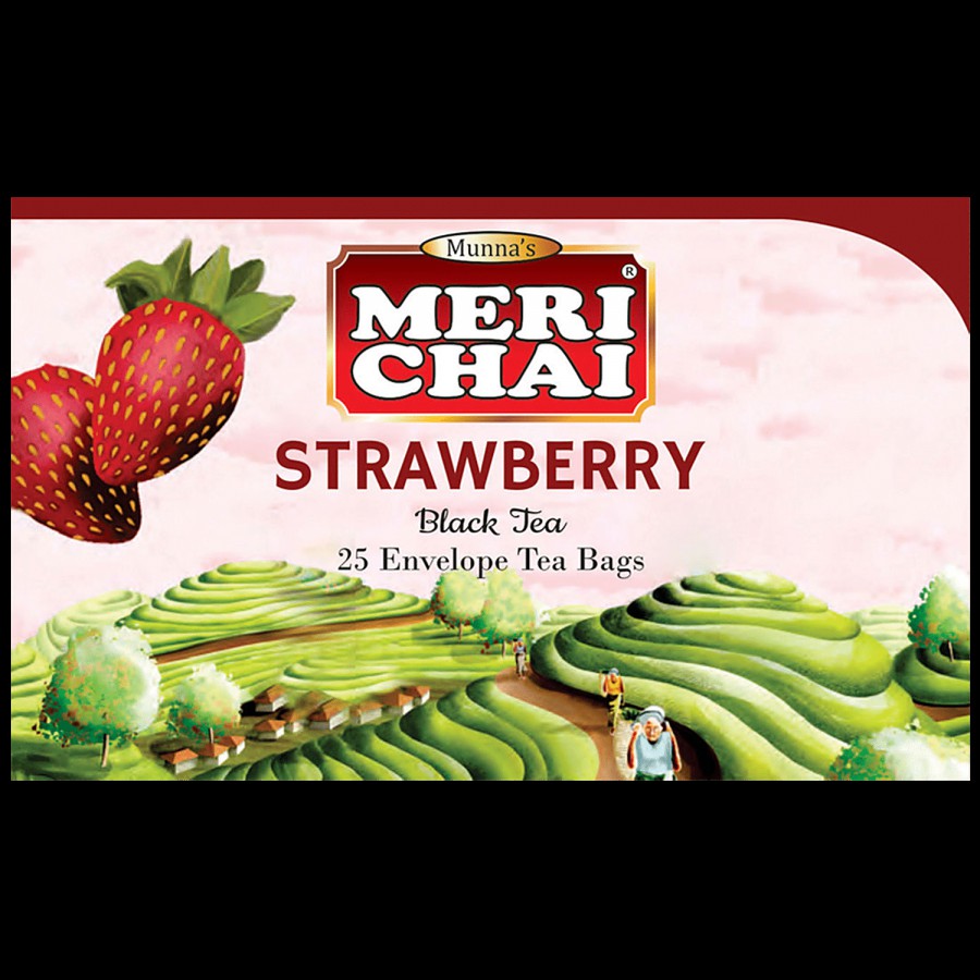 Meri Chai Strawberry Black Tea - Assam Tea With Berry Flavour