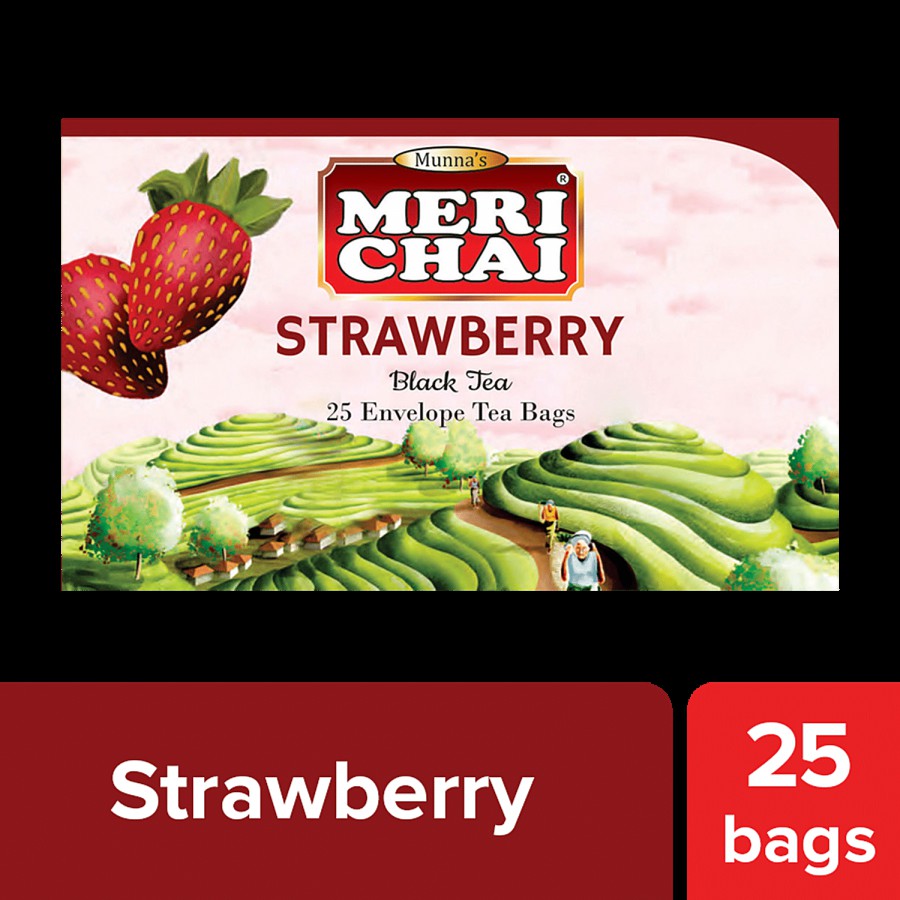 Meri Chai Strawberry Black Tea - Assam Tea With Berry Flavour