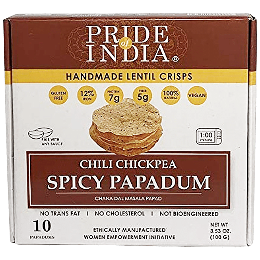 Pride Of India Spicy Chickpea Masala Papadum - Handmade Lentil Crisps