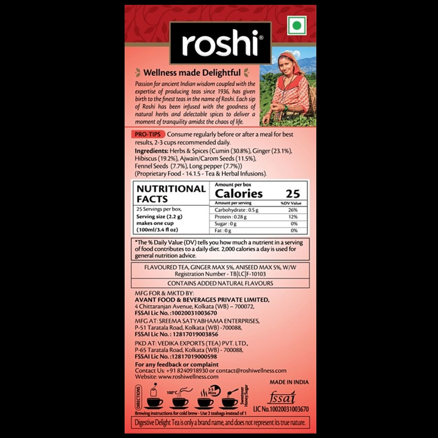 Roshi Digestive Herbal Tea - Digestive Delight With Ginger