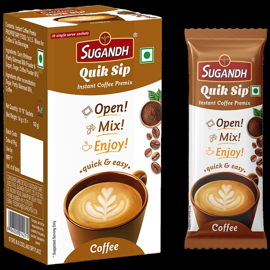 SUGANDH Quik Sip Instant Cofee Premix - Open Mix & Enjoy