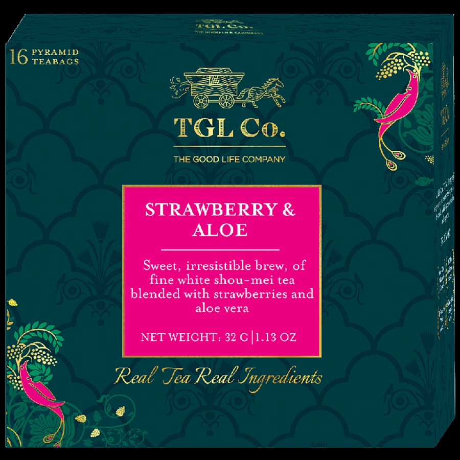 TGL Co. Strawberry Aloe White Tea Bags Make Brew Iced Tea or Hot Tea