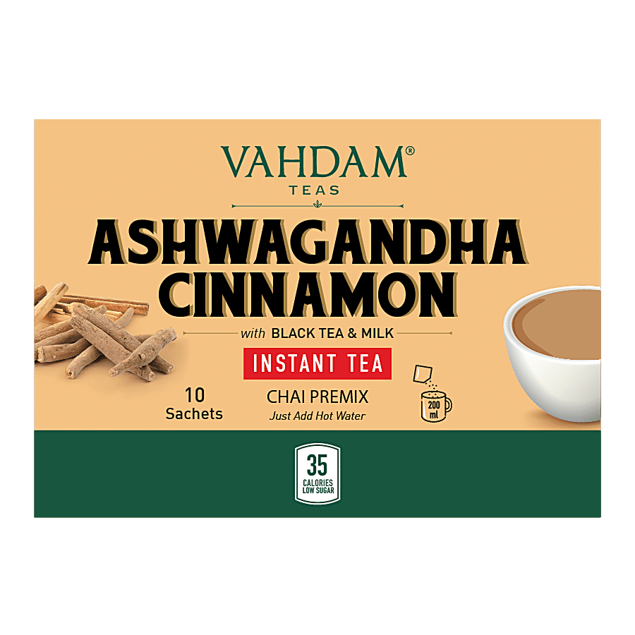 Vahdam  Organic Ashwagandha Cinnamon Instant Tea Premix - With Whole Milk Powder