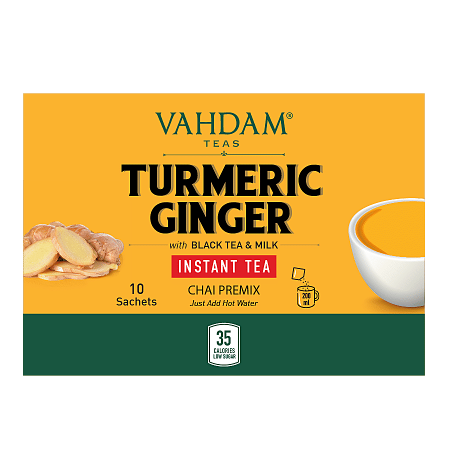 Vahdam  Organic Turmeric Ginger Instant Tea Premix With Whole Milk Powder