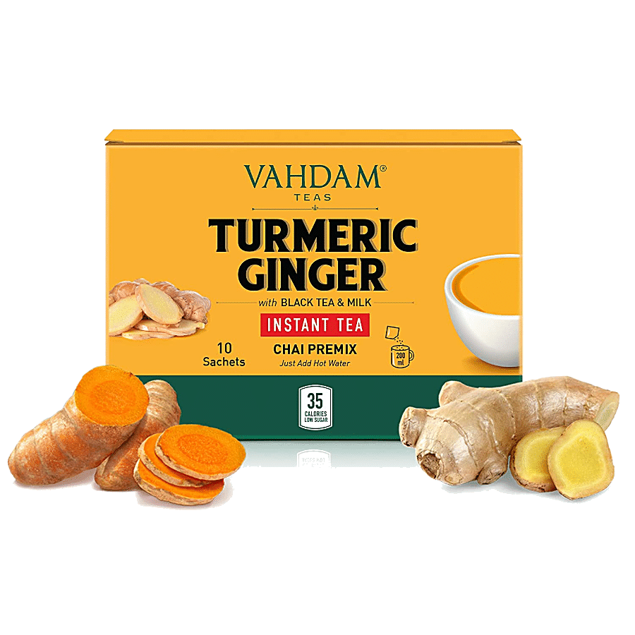 Vahdam  Organic Turmeric Ginger Instant Tea Premix With Whole Milk Powder