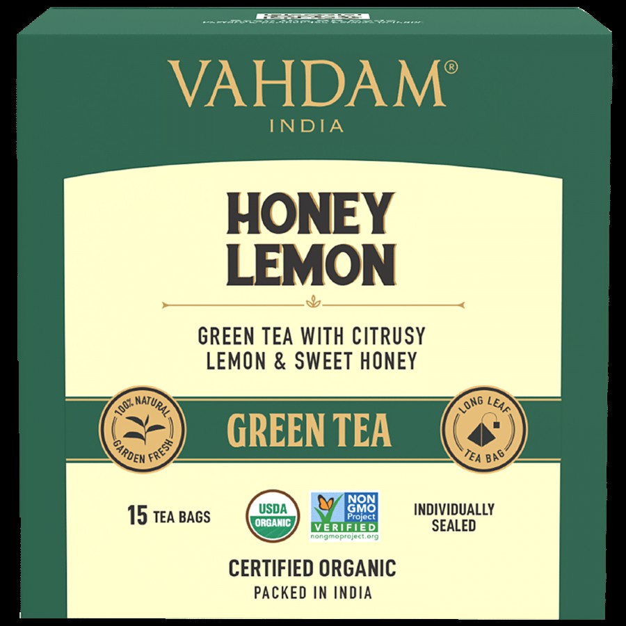 Vahdam Honey Lemon Green Tea Bags