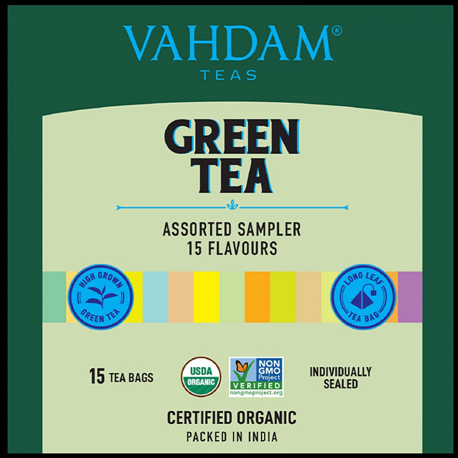 Vahdam Organic Green Tea Sampler Pack - Top Selling Green Teas For Weight Loss